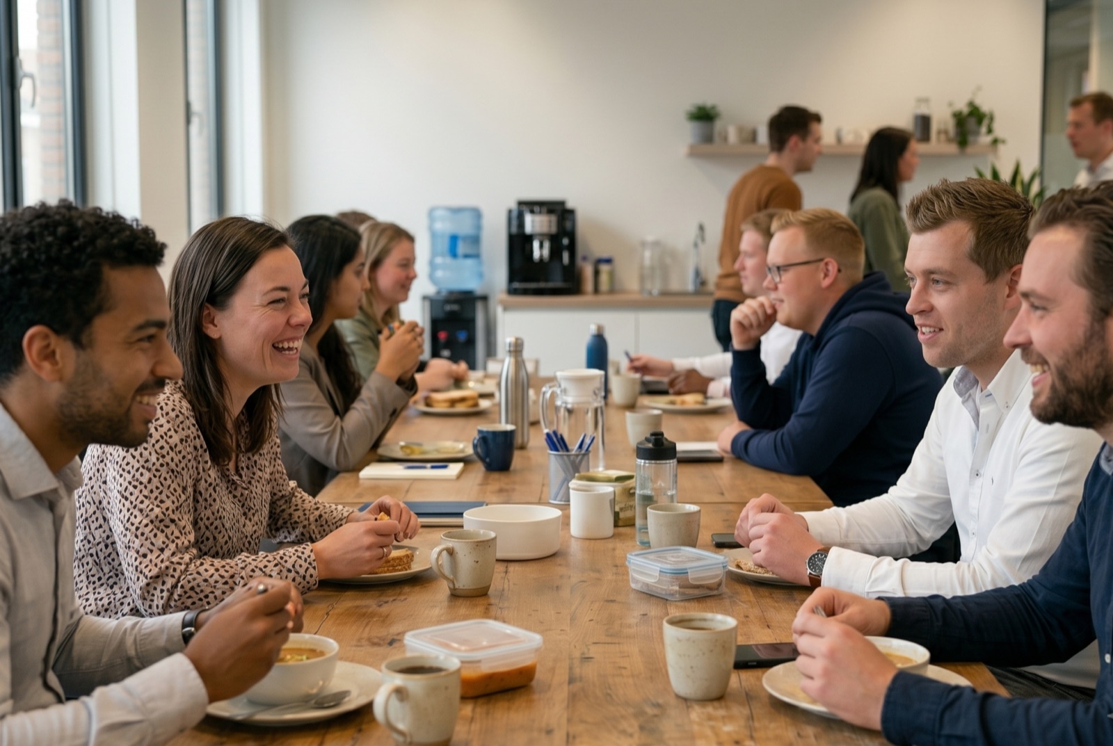 Samen eten in de kantine van Hostingway