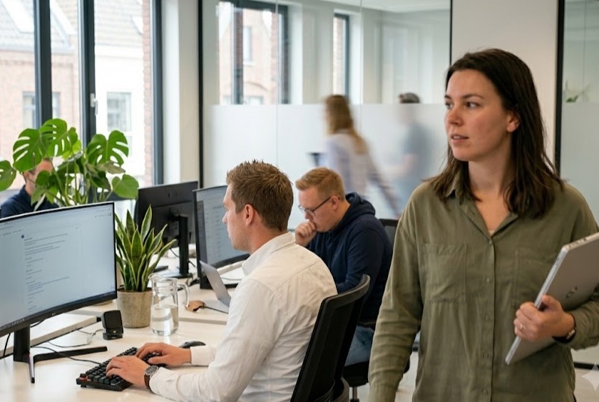 Collega's van Hostingway aan het werk in het kantoor in Nederland